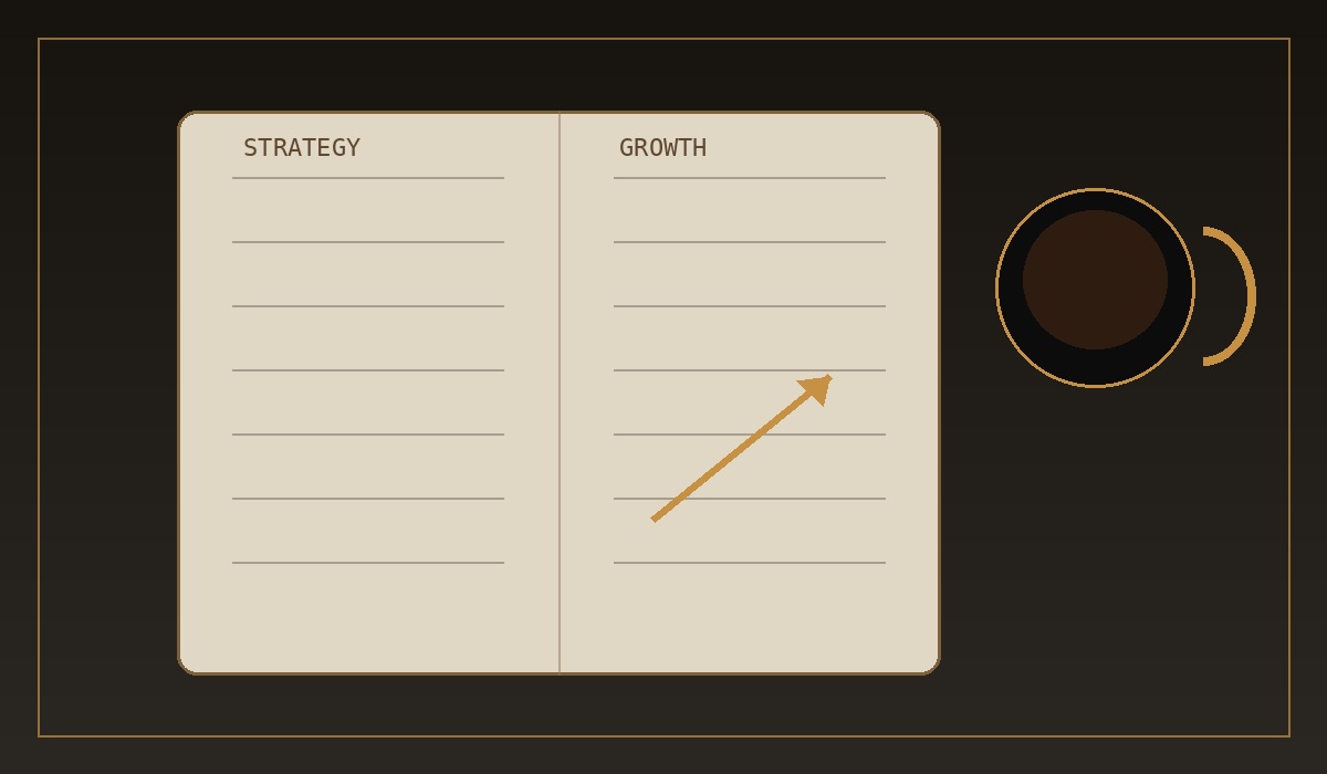 A notebook and planning materials for business strategy